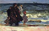 Edward Henry Potthast Famous Paintings - A Family at the Beach